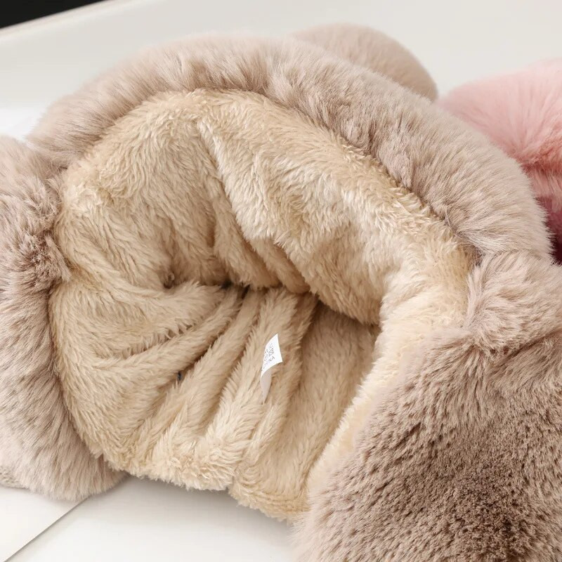 Ziemas bieza āra ausu atloka silta cepure Vilna trikotāžas sniega slēpošanas cepure Flīsa bomber trapper cepure sievietēm Ushanka mākslīgās lapsas kažokādas pompons