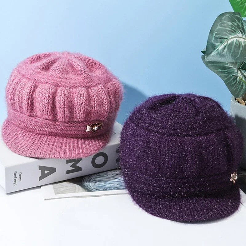 Super Silta Mātes Cepure Ziemas Vilnas Cepurīte 2023 Sieviešu Trušu Kažokādas Aizsargi Beretes Cepures Biezinātas Plīša Krāsotājas Cepures Mīkstas Sieviešu cepures