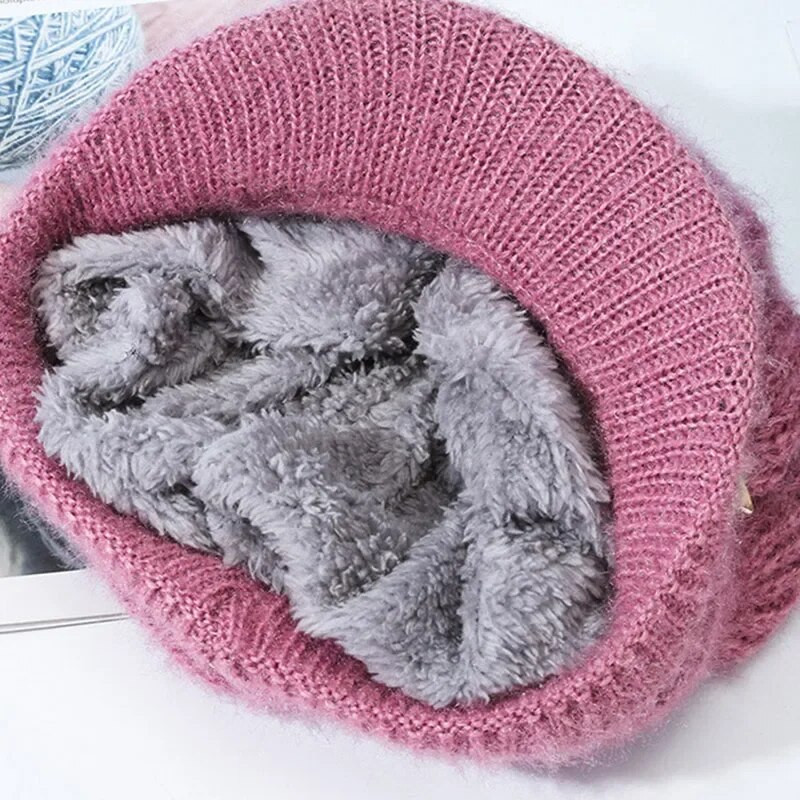 Super Silta Mātes Cepure Ziemas Vilnas Cepurīte 2023 Sieviešu Trušu Kažokādas Aizsargi Beretes Cepures Biezinātas Plīša Krāsotājas Cepures Mīkstas Sieviešu cepures
