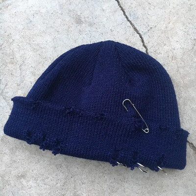 Winter Harajuku Women Skullies Плетена модна топла дебела шапка Есенни хип-хоп шапки с дупки Унисекс основна шапка PJ009