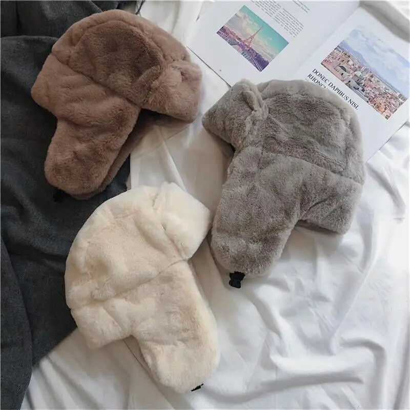 2023 m. moteriška kepurė Žieminė kepurė Ushanka kepurė moterims stora šalta kepurė Šilta kepurė nuo vėjo apsauganti kepurė Šilta kepurė Pilotinė kepurė su auskarais