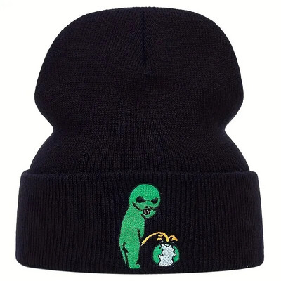 Unisex Alien Izšūšanas Beanes Rudens Ziemas Silta Cepure Hip Cap Beanie Cepures Cepures sievietēm Vīriešiem