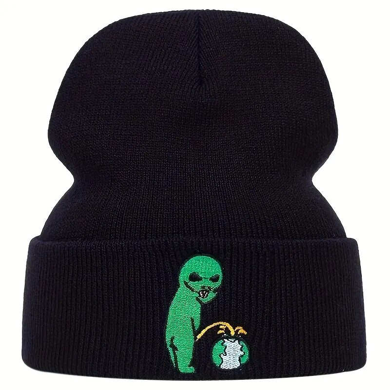 Unisex Alien Izšūšanas Beanes Rudens Ziemas Silta Cepure Hip Cap Beanie Cepures Cepures sievietēm Vīriešiem
