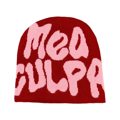 Beanie Pălărie de iarnă pentru femei Bărbați Băieți Fete Y2k Mea Culpa Pălării calde Unisex Toamnă tricotate Beanies Cap Fashion Hip Hop Cold Caps