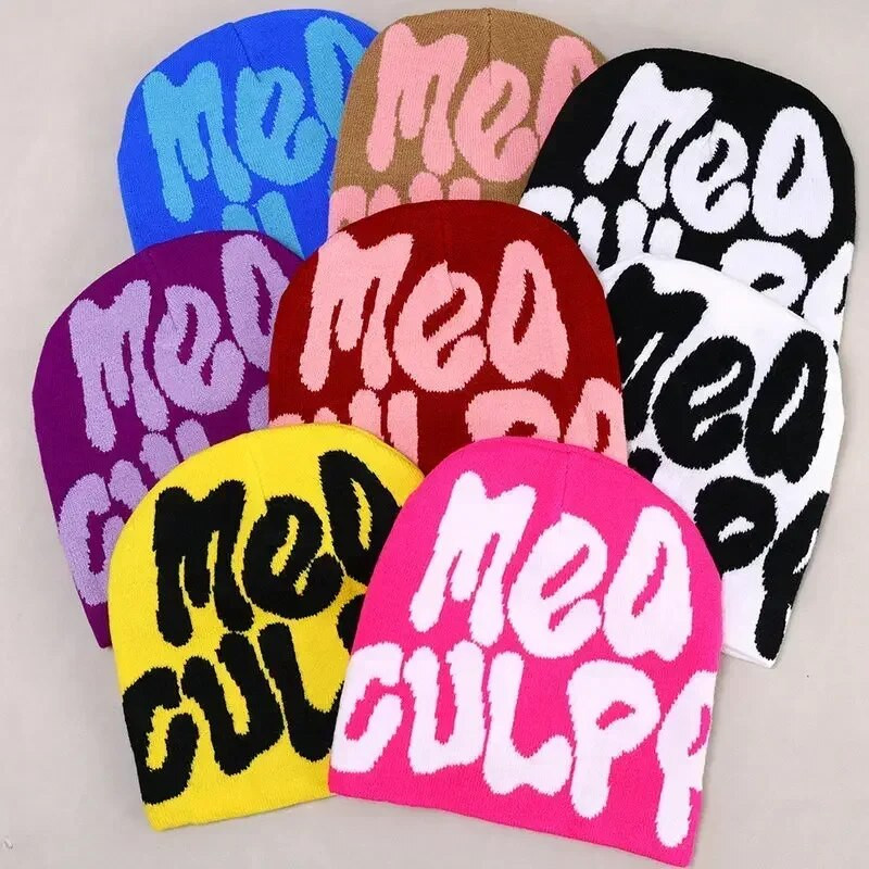 Beanie Ziemas cepure sievietēm Vīrieši Zēni Meitenes Y2k Mea Culpa Siltas Cepures Unisex Rudens Trikotāžas Beanies Cepures Mode Hip Hop Aukstās Cepures