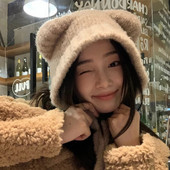 Jauna jauka lāča auss vilnas cepure Ziemas pupiņas, siltas, šņorējamas, ausu aizsargierīces, trikotāžas vāciņš Koreja sievietēm, silts Gorros adīšanas pārsegs