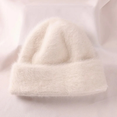 2022. aasta Angoora jänese karusnahast talvemüts naistele Kootud kohev nokamüts Naistele Moodsad soojad plüüsist pealuud naiste paksud fliisist mütsid