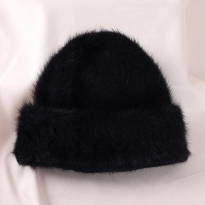 2022. aasta Angoora jänese karusnahast talvemüts naistele Kootud kohev nokamüts Naistele Moodsad soojad plüüsist pealuud naiste paksud fliisist mütsid