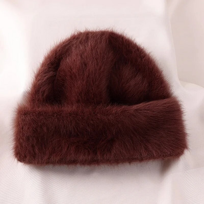 2022. aasta Angoora jänese karusnahast talvemüts naistele Kootud kohev nokamüts Naistele Moodsad soojad plüüsist pealuud naiste paksud fliisist mütsid