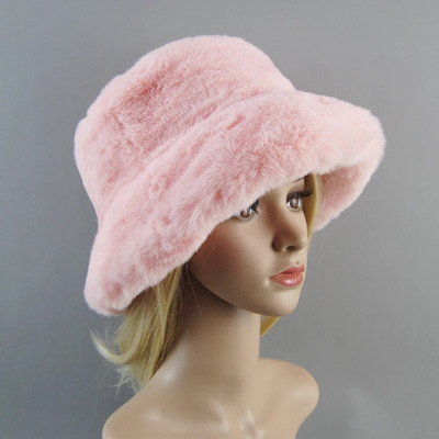 2023 Νέο στιλ ψεύτικα καπέλα από γούνα κουνελιού Super soft γυναικεία χειμερινό καπέλο βαμβακερή επένδυση Ζεστή ρωσική μόδα φασόλια σκι βελούδινα μονόχρωμα