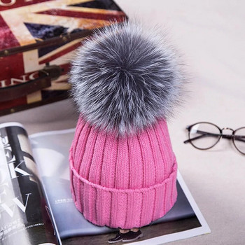 WZCX Thicken Stripe Girl Pompom καπέλο Keep Warm Μόδα Νέο Υπαίθριο μονόχρωμο ψεύτικο γούνινο casual γυναικείο καπέλο Beanie Winter