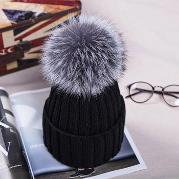 WZCX Thicken Stripe Girl Pompom καπέλο Keep Warm Μόδα Νέο Υπαίθριο μονόχρωμο ψεύτικο γούνινο casual γυναικείο καπέλο Beanie Winter