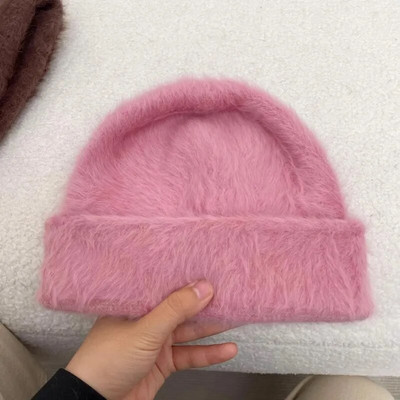 15 krāsu mīkstas truša kažokādas pupiņas Ziemas cepure sievietēm Luksusa pūkaina trikotāžas cepure Kapecs dāma rudens ziemas silts skullies vāciņš