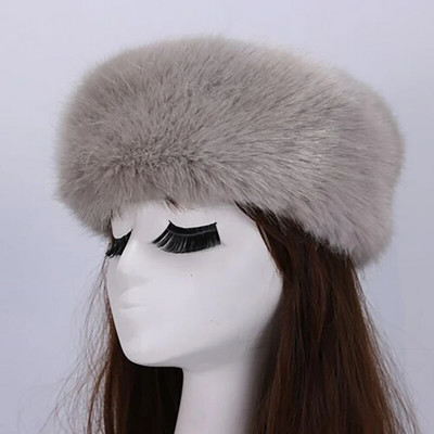 Ziemas sieviešu mode krievu biezas siltas pupiņas Pūkainas viltus mākslīgās kažokādas cepure Tukša cilindriska cepure galvas lakats