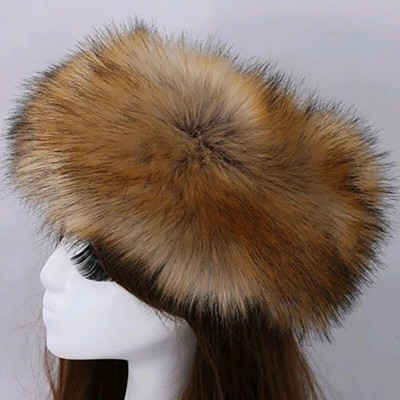 Ziemas sieviešu mode krievu biezas siltas pupiņas Pūkainas viltus mākslīgās kažokādas cepure Tukša cilindriska cepure galvas lakats