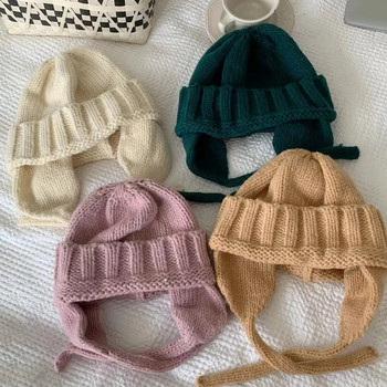 Πλεκτά γυναικεία καπέλα Beanies Χειμερινά ζεστά πλεκτά Balaclava Skullies Καπέλο εξωτερικού χώρου Γυναικεία αντιανεμικά προστατευτικά καπάκια για σκι Καπάκια προστασίας αυτιών του σκι