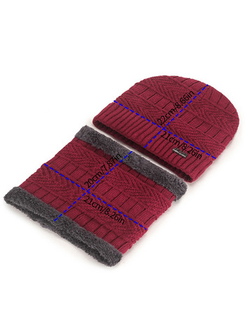 Σετ κασκόλ Winter Beanie Καπέλο Καπέλα και κασκόλ ζεστό πλεκτό κρανίο για άνδρες Γυναικεία πολύχρωμα