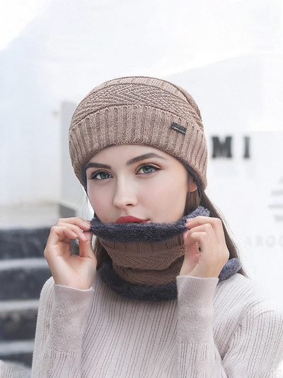 Ziemas beanie cepures šalles komplekts, silts adīts galvaskausa vāciņš un šalle vīriešiem sievietēm, daudzkrāsains