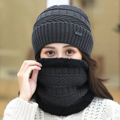 Naiste slouchy fliisist nokamüts kašmiirist karusnahast mütsid Sallmask Pingutusnöör soe kapuutsiga talvine Balaclava Pullover kootud müts