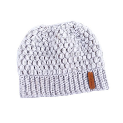 Jaunas sievietes meitenes rudens ziema silta tukša cilindra cepure nekārtīga, augsta bulciņa zirgaste Beanie, elastīga adīta krāsaina cauruma vāciņš karstā mode