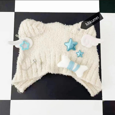 Harajuku Y2k zvijezda plišana pletena kapa od kosti Ženska gotička punk krila anđela crna kapica kapa jesen zima tople kape za zaštitu ušiju