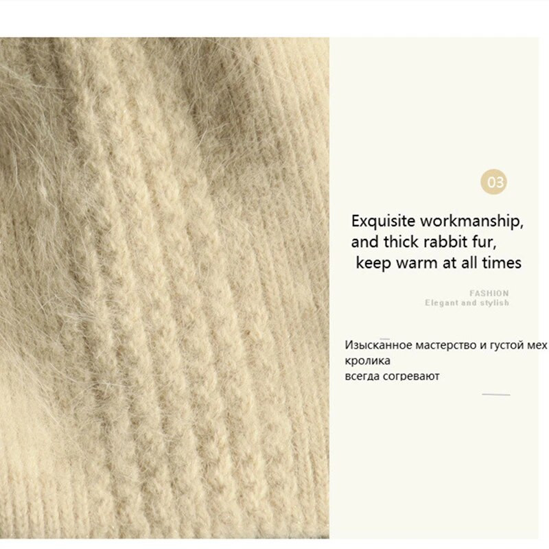 Siltas, jaukas ziemas trikotāžas cepures sievietēm Ikdienišķas Mīkstas Siltas Angolas Truša kažokādas Beanie cepures glris dāmai Bonnet Gorros