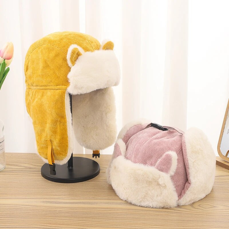 Talvised naised külmakindlad soojad kõrvaklapid paksemad kõrvaklapiga mütsid soojad puuvillased mütsid kassikõrvad mütsid Kašmiir pluus puuvillased vene mütsid