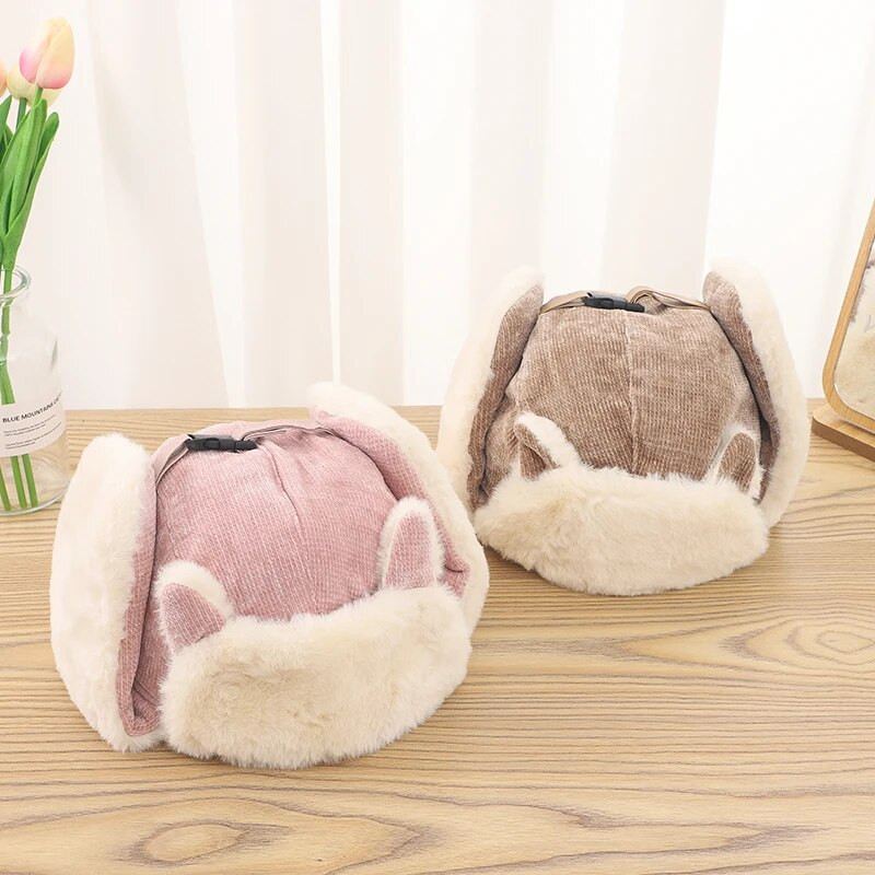 Talvised naised külmakindlad soojad kõrvaklapid paksemad kõrvaklapiga mütsid soojad puuvillased mütsid kassikõrvad mütsid Kašmiir pluus puuvillased vene mütsid