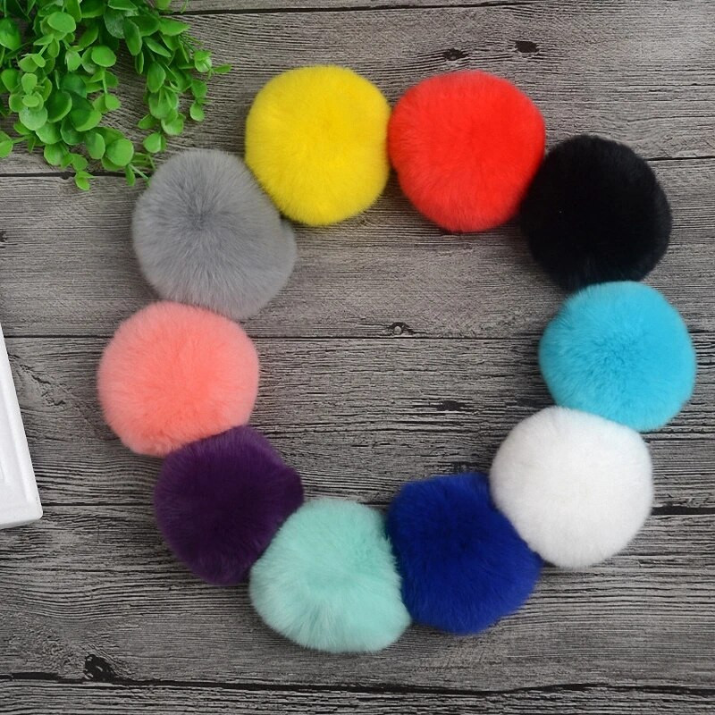 8 εκ. Nature Γνήσιο Rex Γούνα Κουνέλι Μπάλα Pom Pom Fluffy DIY Χειμερινό καπέλο Skullies Beanies Πλεκτό καπάκι Pompom DEF001-γκρι