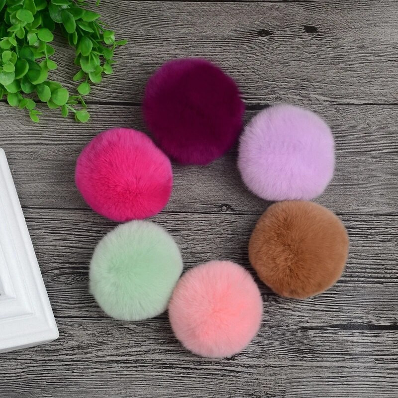8 εκ. Nature Γνήσιο Rex Γούνα Κουνέλι Μπάλα Pom Pom Fluffy DIY Χειμερινό καπέλο Skullies Beanies Πλεκτό καπάκι Pompom DEF001-γκρι