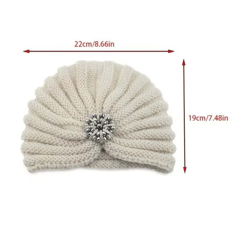 2023. gada jauna apaļa krelles aksesuāru cepure Sieviešu vilnas trikotāžas cepures Bohēmijas hidžāba cepure Rudens un ziemas sudraba dimanta rotaslietas pārsegs