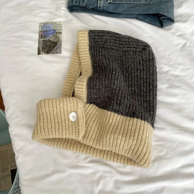 2023. gada jauna sieviešu trikotāžas cepure Balaclava ziemas cepures, noturīgas sieviešu rudens galvassegas, cepures, cepures pieaugušajiem.