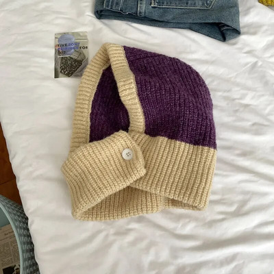 2023. gada jauna sieviešu trikotāžas cepure Balaclava ziemas cepures, noturīgas sieviešu rudens galvassegas, cepures, cepures pieaugušajiem.