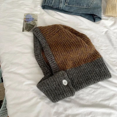 2023. gada jauna sieviešu trikotāžas cepure Balaclava ziemas cepures, noturīgas sieviešu rudens galvassegas, cepures, cepures pieaugušajiem.