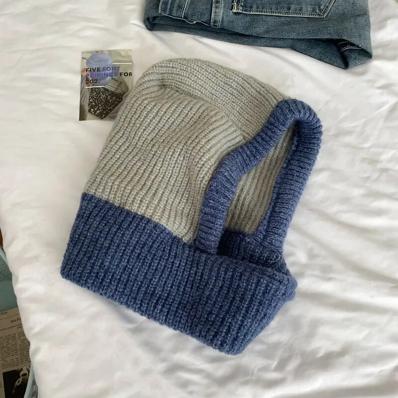 2023. gada jauna sieviešu trikotāžas cepure Balaclava ziemas cepures, noturīgas sieviešu rudens galvassegas, cepures, cepures pieaugušajiem.