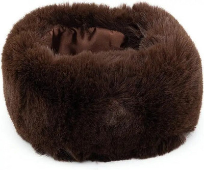 Sabiezināta, silta kažokādas apkakle Ziemas sieviešu cepure un šalle Divējāda pielietojuma kažokādas apkakle jaka silts galvas gredzens bez malām, tukšs cilindrs