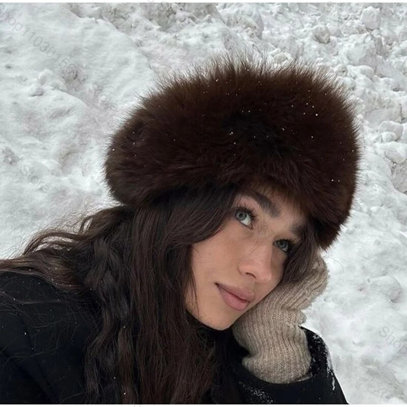 Sabiezināta, silta kažokādas apkakle Ziemas sieviešu cepure un šalle Divējāda pielietojuma kažokādas apkakle jaka silts galvas gredzens bez malām, tukšs cilindrs