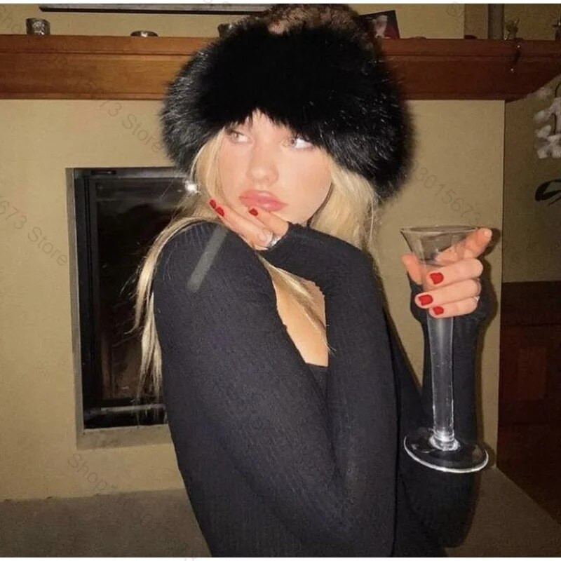 Sabiezināta, silta kažokādas apkakle Ziemas sieviešu cepure un šalle Divējāda pielietojuma kažokādas apkakle jaka silts galvas gredzens bez malām, tukšs cilindrs