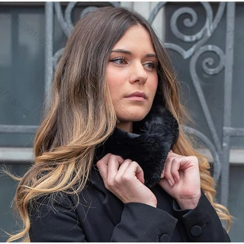 Sabiezināta, silta kažokādas apkakle Ziemas sieviešu cepure un šalle Divējāda pielietojuma kažokādas apkakle jaka silts galvas gredzens bez malām, tukšs cilindrs