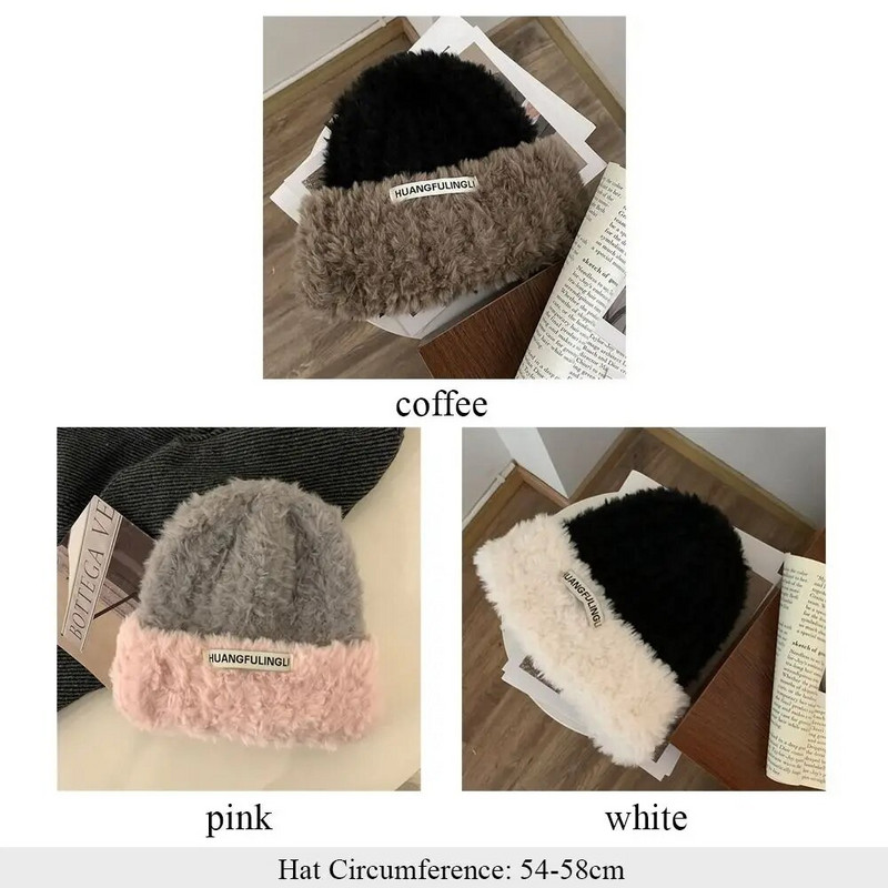 Ziemas silta plīša cepure Stilīga biezināta cepure galvaskausa cepure āra