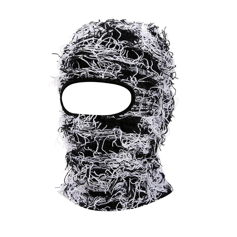 Balaclava distressed silmkoelised mütsid Hip Hop kogu näo suusamask naistele välistingimustes kamuflaaž fliis Fuzzy suusa Balaclava Beanid meeste müts
