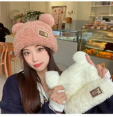 Mode Rudens Ziema Sieviešu pupiņas Cepures Siltas Jauka Lāča Cepure Ausu Cepure Ikdienišķs Pāris Trikotāžas Plīša Mīkstas Siltas Pupiņas Cepures Dāvanā