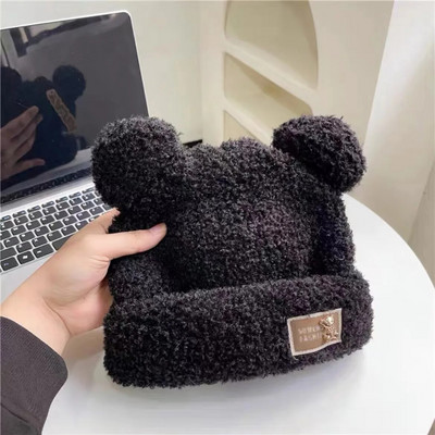 Mode Rudens Ziema Sieviešu pupiņas Cepures Siltas Jauka Lāča Cepure Ausu Cepure Ikdienišķs Pāris Trikotāžas Plīša Mīkstas Siltas Pupiņas Cepures Dāvanā