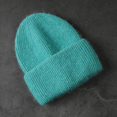 Truša kažokādas pupiņas Mīksta, silta, pūkaina ziemas cepure sievietēm Angoras trikotāžas cepure Skullies pupiņas Sieviešu pārsegs Sieviete adīta cepure