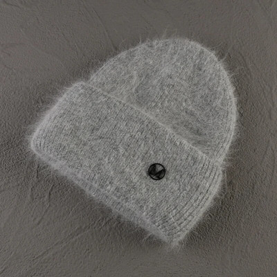 Truša kažokādas pupiņas Mīksta, silta, pūkaina ziemas cepure sievietēm Angoras trikotāžas cepure Skullies pupiņas Sieviešu pārsegs Sieviete adīta cepure