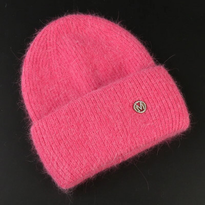 Truša kažokādas pupiņas Mīksta, silta, pūkaina ziemas cepure sievietēm Angoras trikotāžas cepure Skullies pupiņas Sieviešu pārsegs Sieviete adīta cepure