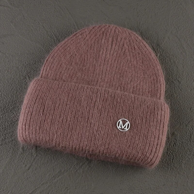 Truša kažokādas pupiņas Mīksta, silta, pūkaina ziemas cepure sievietēm Angoras trikotāžas cepure Skullies pupiņas Sieviešu pārsegs Sieviete adīta cepure