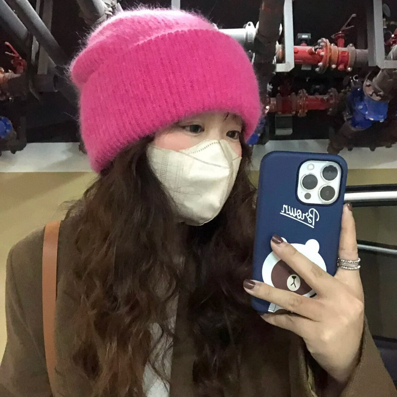 Truša kažokādas pupiņas Mīksta, silta, pūkaina ziemas cepure sievietēm Angoras trikotāžas cepure Skullies pupiņas Sieviešu pārsegs Sieviete adīta cepure