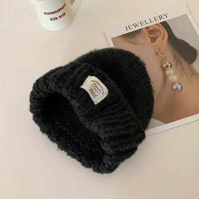 Korea jämevillane silmkoeline müts naistele Talvine soe kõrvaklapp, müts Tüdrukutele suusasõidukapott Moodne ühevärviline nokamüts 모자