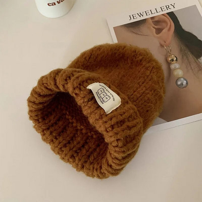 Korea jämevillane silmkoeline müts naistele Talvine soe kõrvaklapp, müts Tüdrukutele suusasõidukapott Moodne ühevärviline nokamüts 모자
